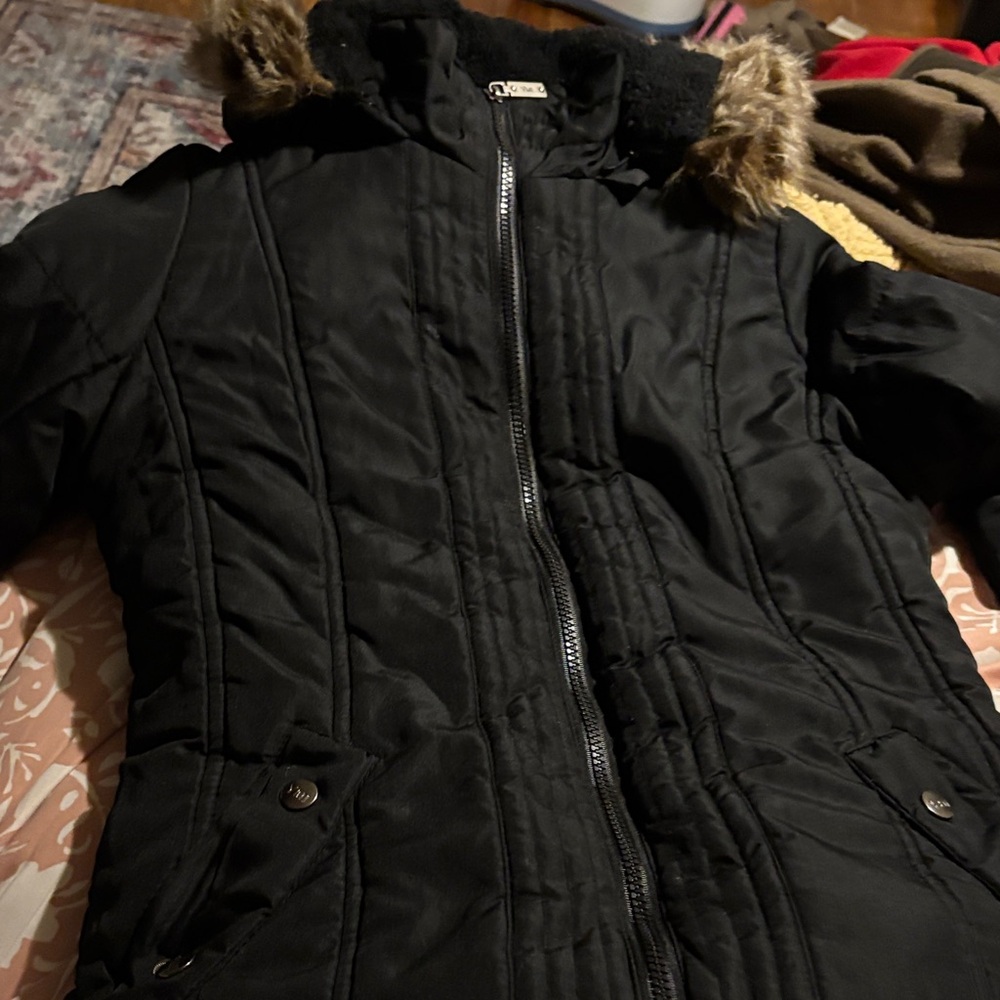 YMI Black Puffer Jacket with Fur Hood